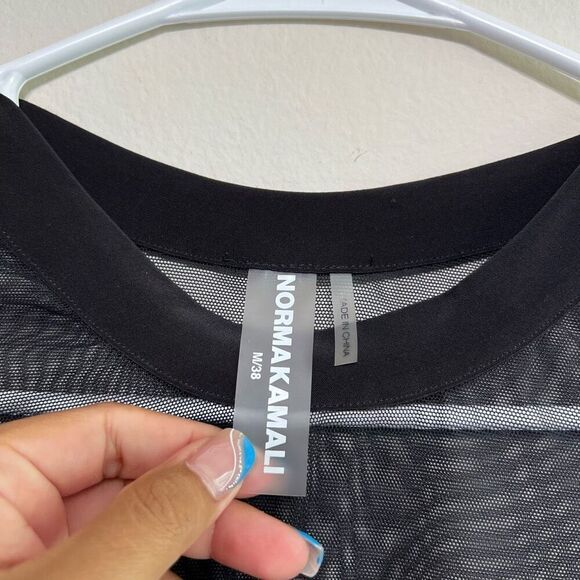 Norma Kamali Black Mesh Long Sleeve Jersey Crop Top Medium - Picture 3 of 6